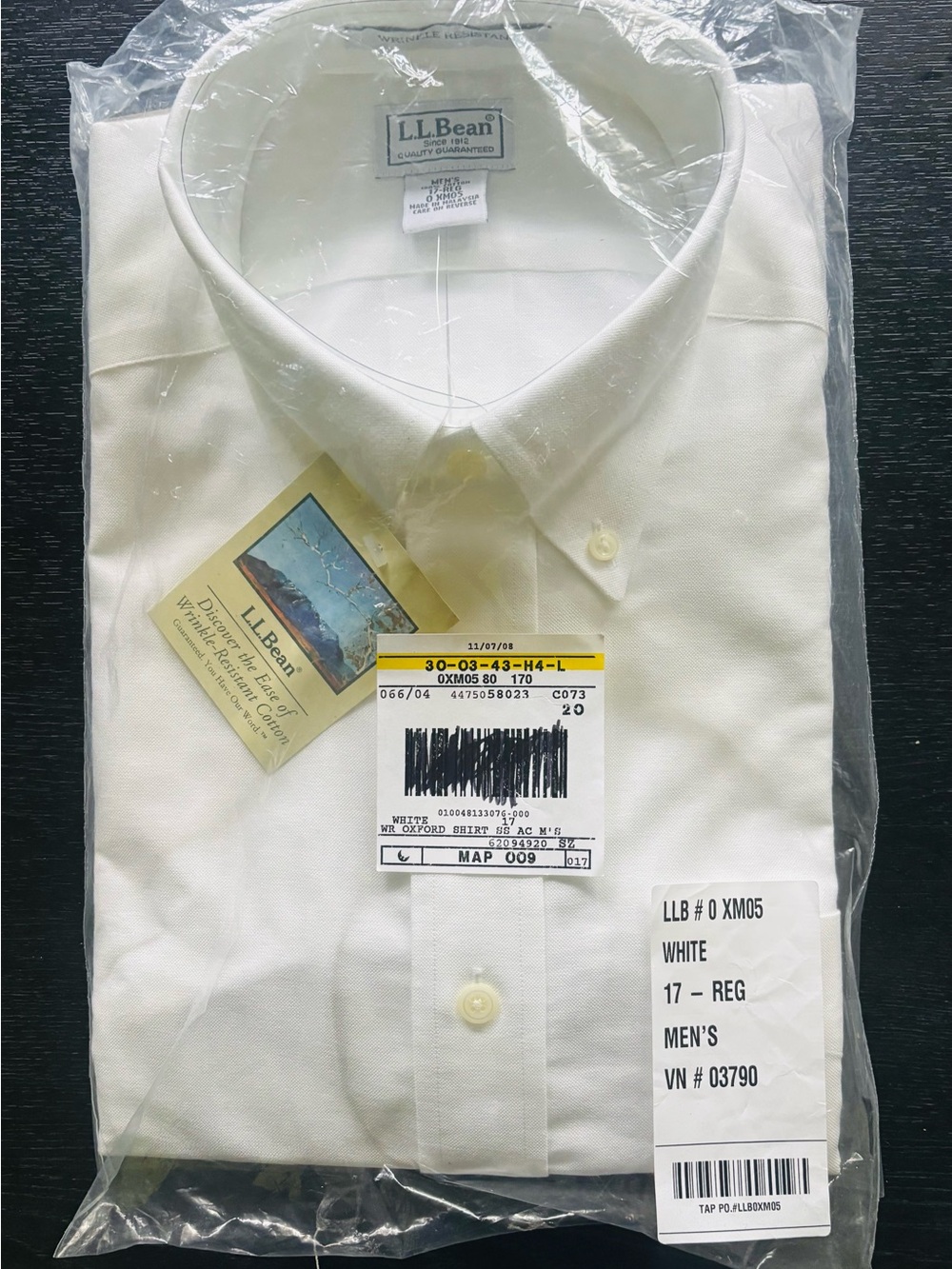 L.L. Bean Men's White Button-Down Dress Shirt